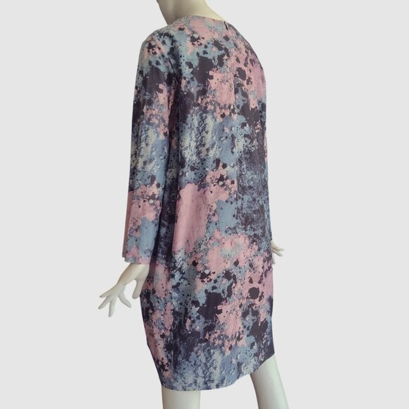 COS Bohemian Abstract Splatter Print Cupro Cotton Slouchy Sack Dress w Pockets 8 - Picture 4 of 10